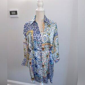 Zara Silk Multicolor Patchwork Tunic